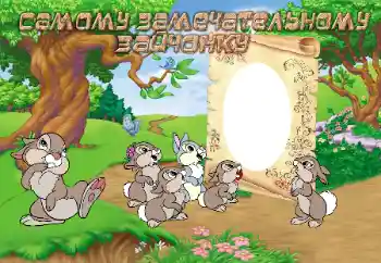 Inscripción en el marco: Самому замечательному зайчонку Inscripción en el marco: Самому замечательному зайчонку