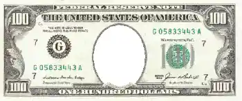 Efecto de fotos de la categoría Dinero № 592. Inscripción en el marco: 100 американских долларов.