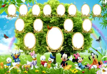 Inscripción en el marco: Yo. Papá. Mamá. Abuela. Abuelo. Tatarabuelos.