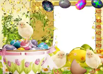 Inscripción en el marco: ¡Feliz Pascua!