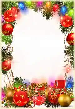 Inscripción en el marco: ¡Feliz Año Nuevo!