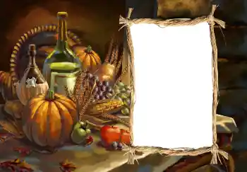 Inscripción en el marco: Feliz día de acción de gracias Inscripción en el marco: Feliz día de acción de gracias